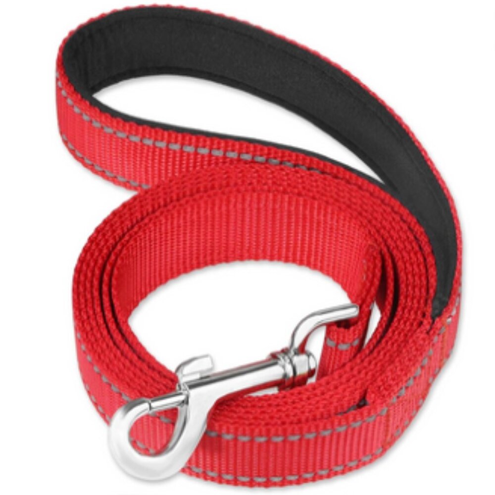 NIP ~ FunTags 6 Ft. Red Colored Reflective Dog Leash w/ 1 in. Soft Padded Handle